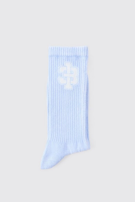 13 Jacquard Socken mit Acid-Waschung in Blau