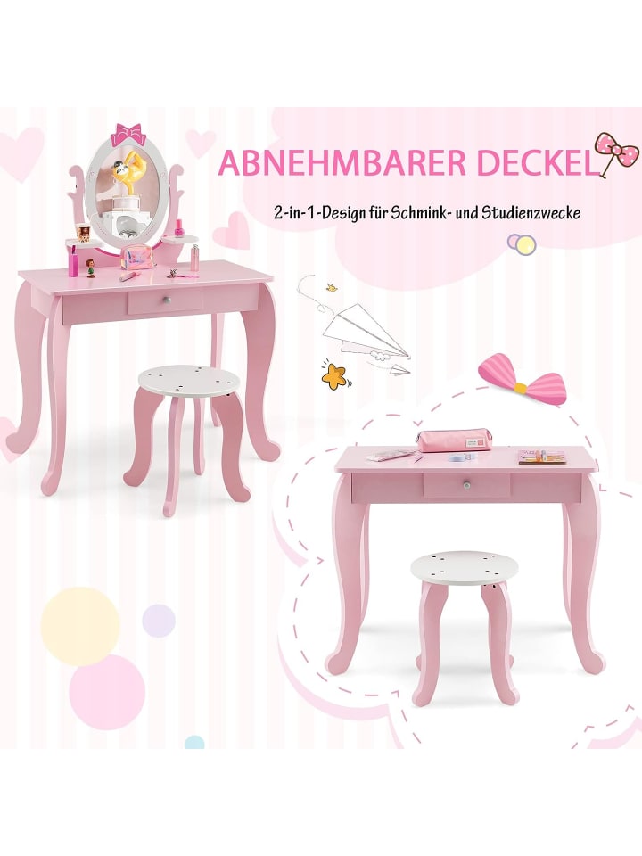 COSTWAY 2 in 1 Schminktisch in Rosa günstig kaufen 70 cm