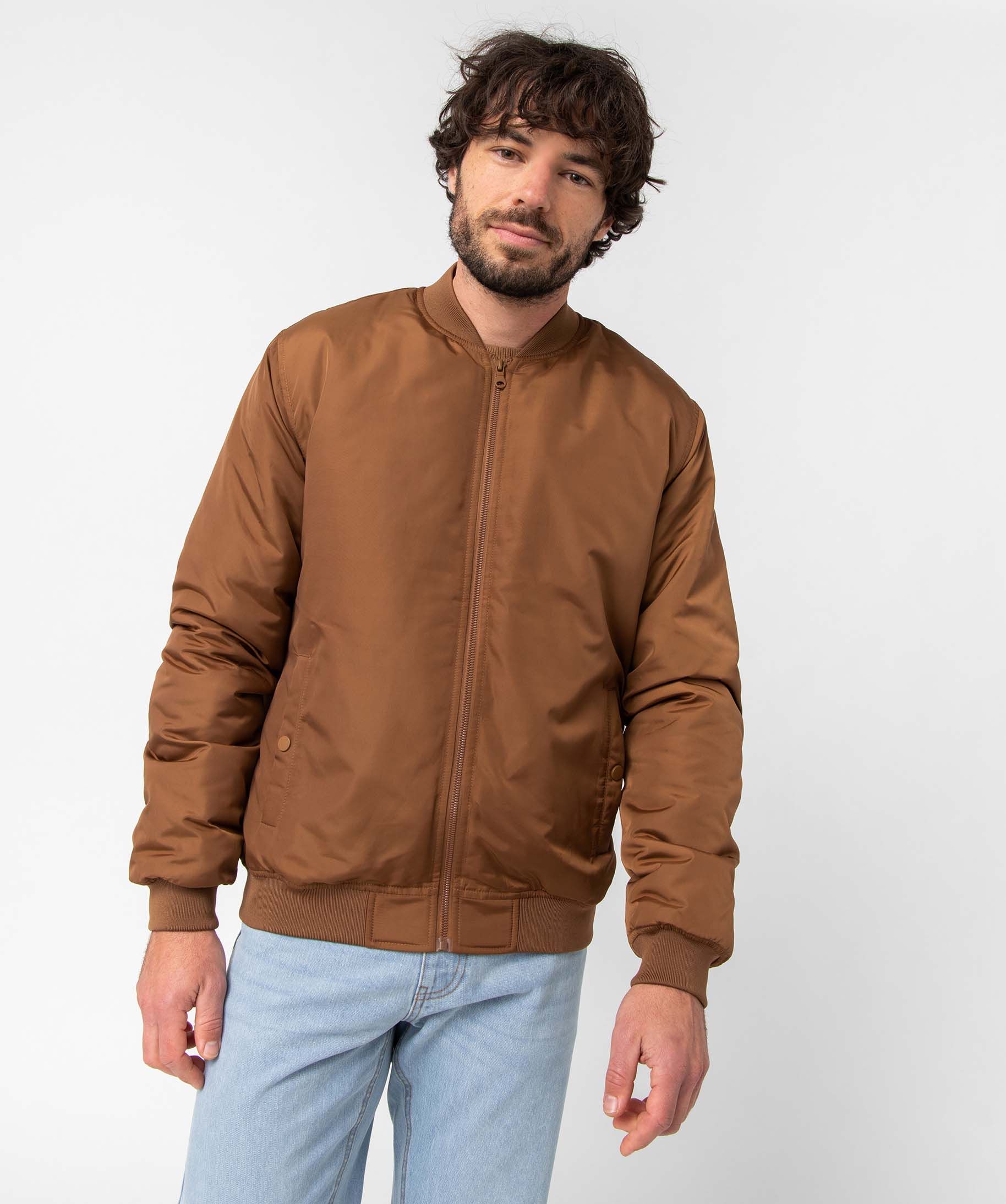 Blouson homme rembourré avec finitions bord-cte marron | GEMO