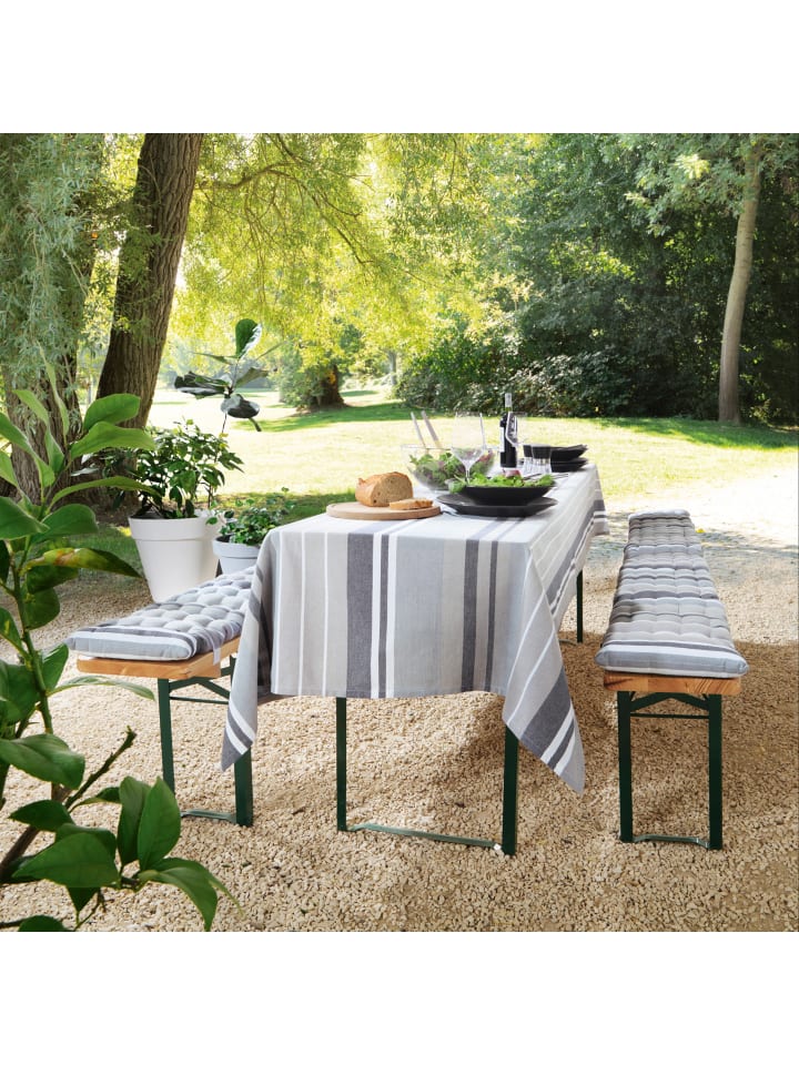 REDBEST buntgewebt, Baumwolle Bierbank-Auflage 2er-Pack in grau günstig kaufen 220 cm