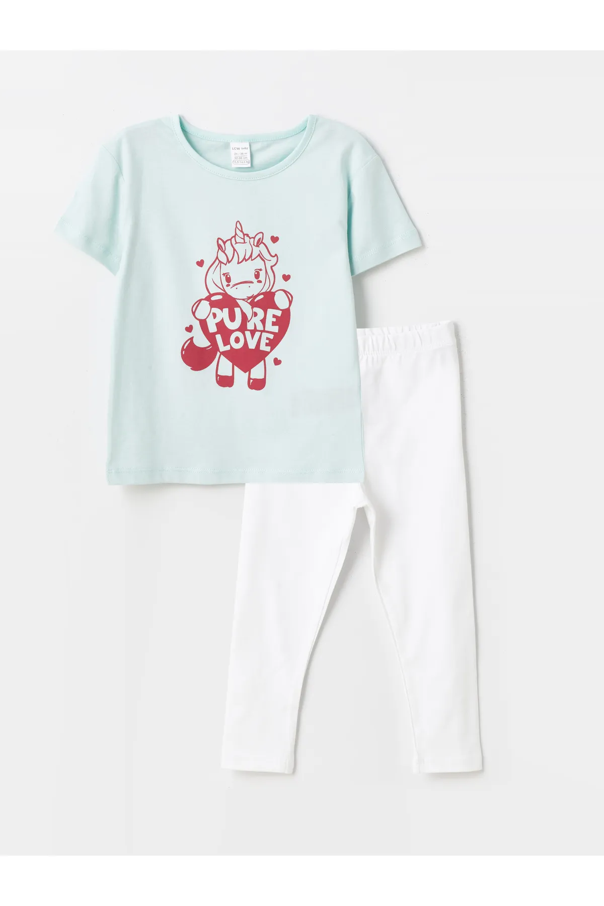 LC Waikiki  2-teiliges Set mit kurzärmligem, geblümtem T-Shirt und Leggings für Babys mit Rundhalsausschnitt und Rundhalsausschnitt