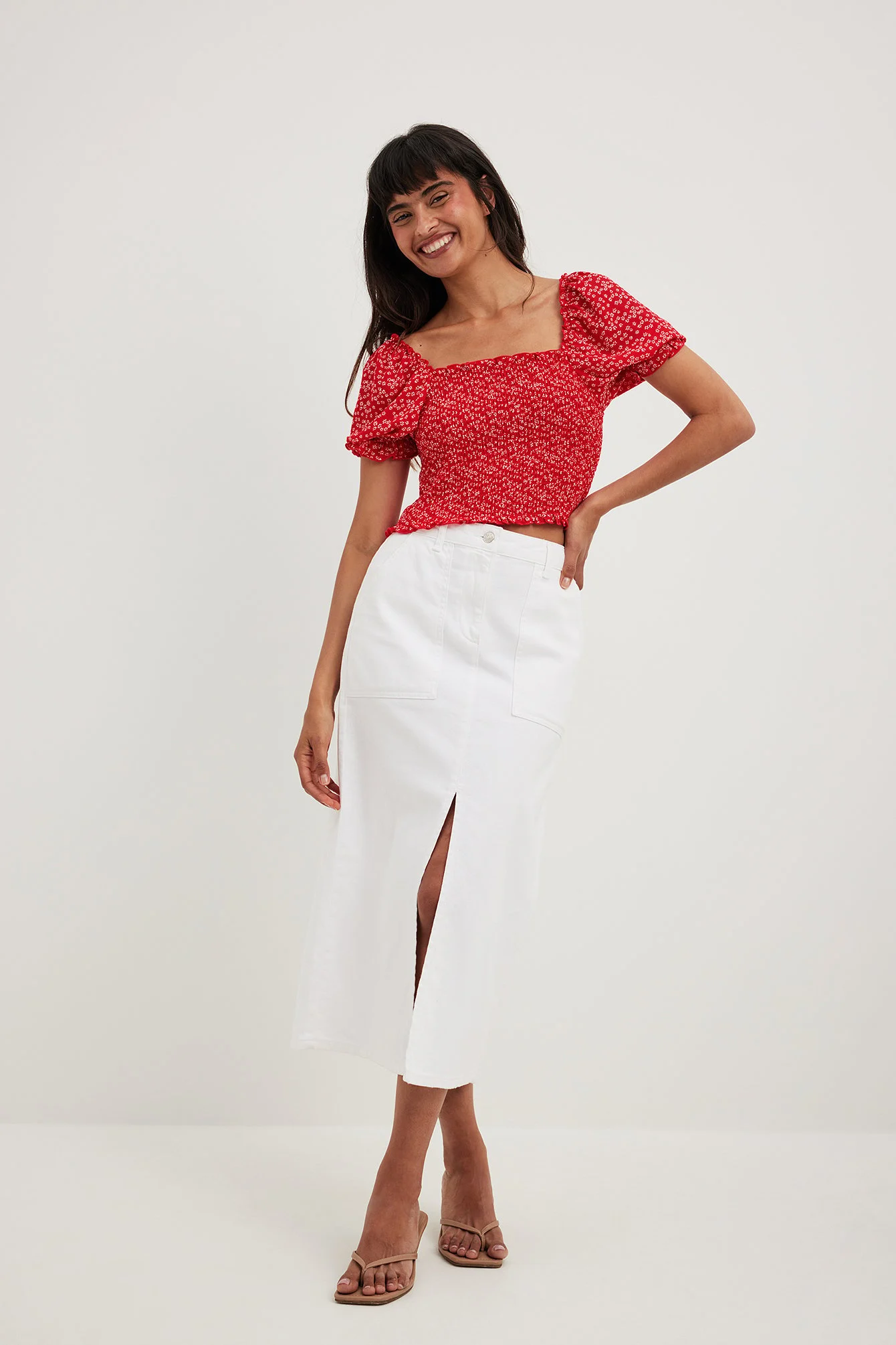 Recyceltes recyceltes Smock-Crop-Top