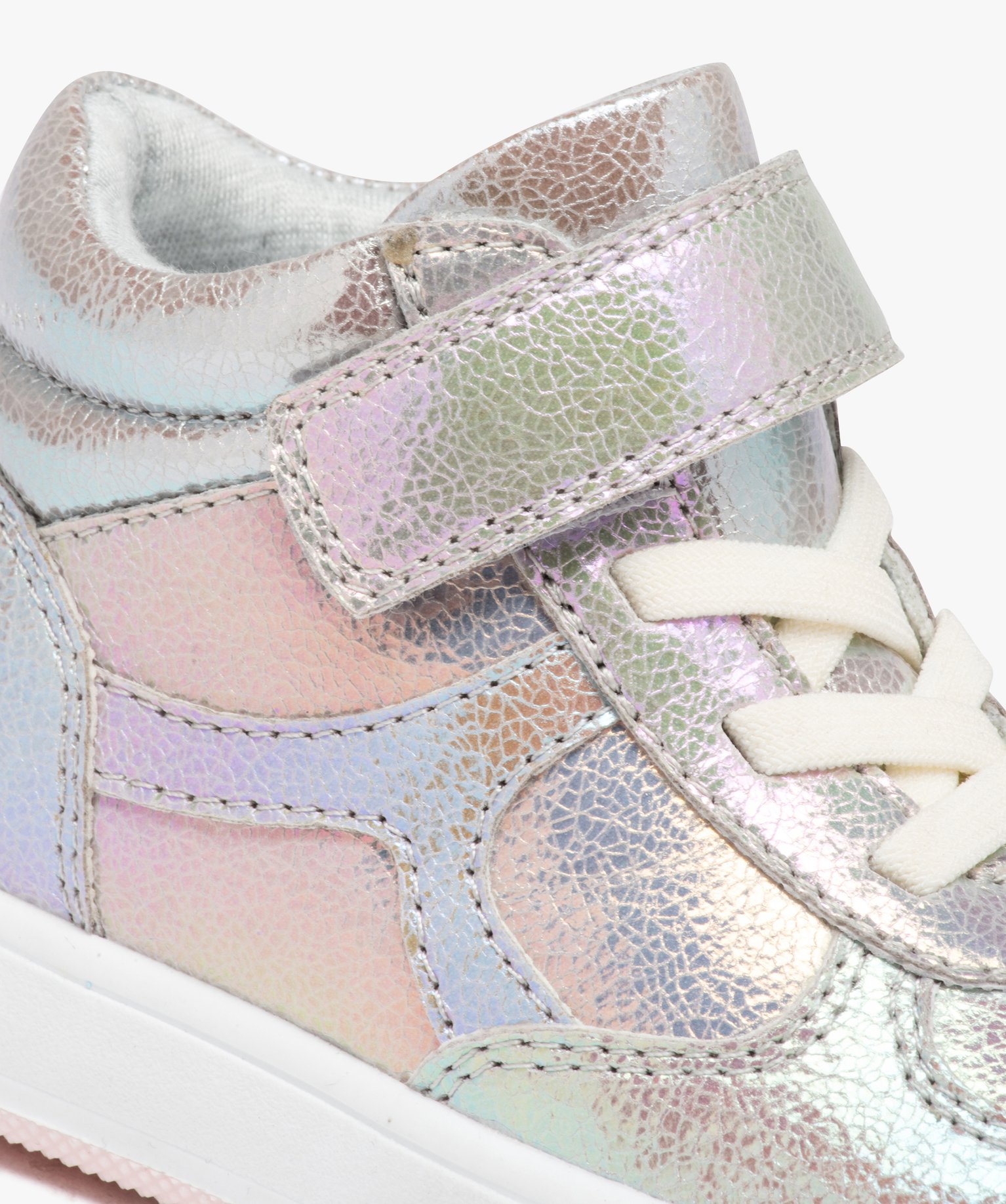 Baskets bébé fille mid-cut irisées avec scratch multicolore | GEMO