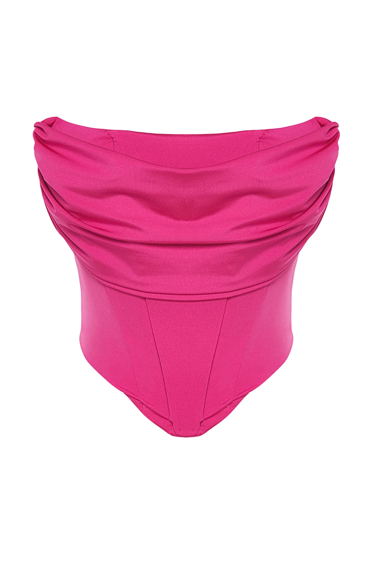 Trendyol Collection  Rosa Crop-gefüttertes Strickkorsett mit detailliertem Bustier TPRSS23BS00006