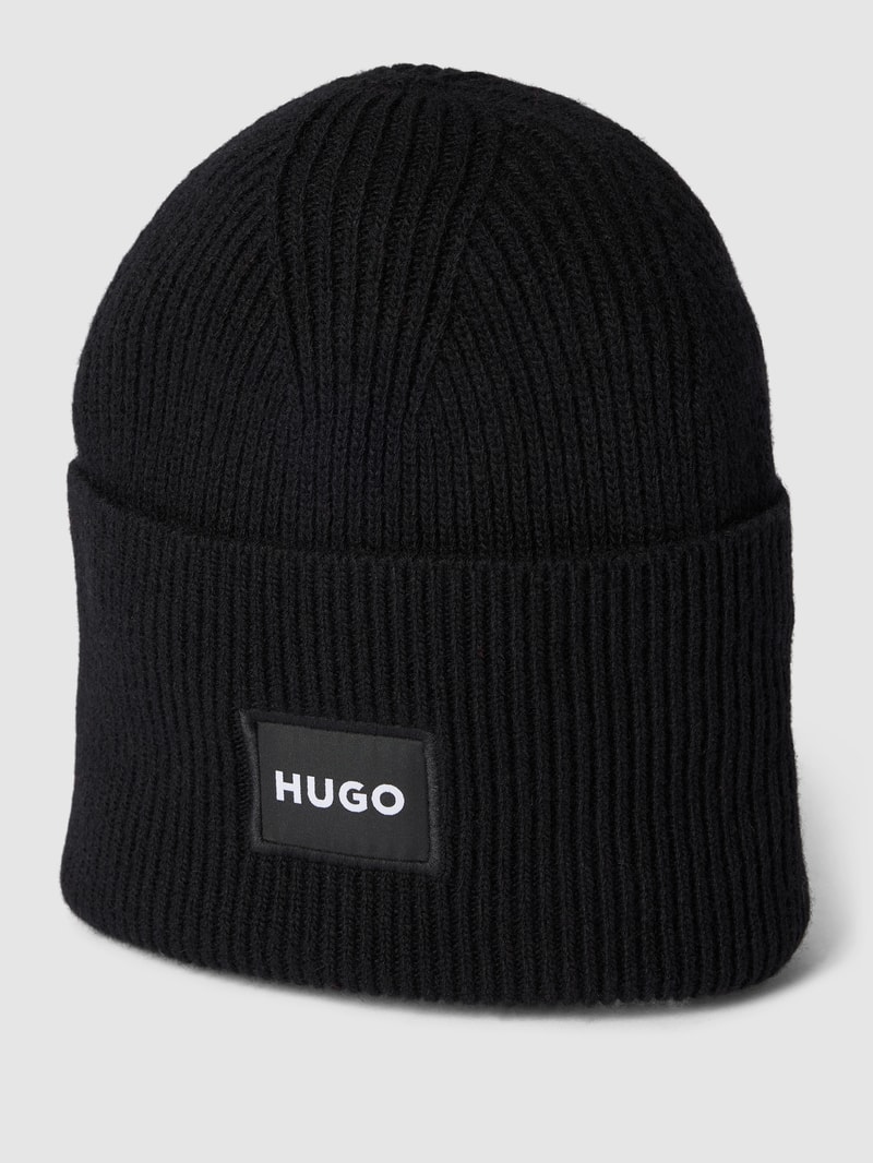 Beanie mit Label-Applikation Modell 'Xaff' in schwarz