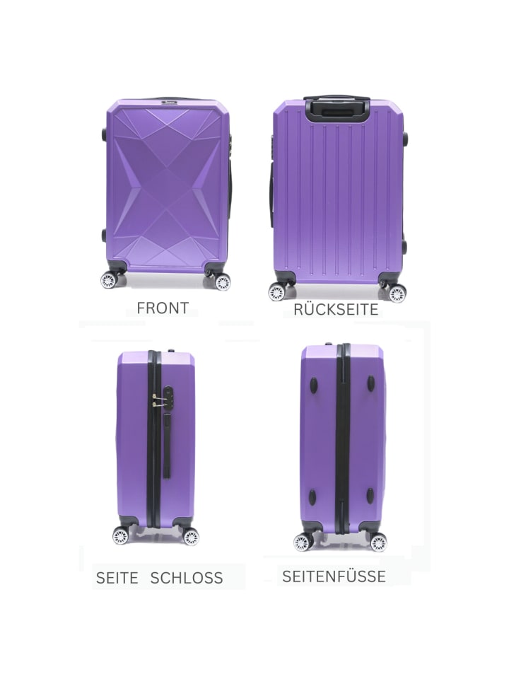 Cheffinger Reisekoffer ABS-03 Koffer 3-teilig Hartschale Trolley Set Kofferset Ha in Lila günstig kaufen onesize