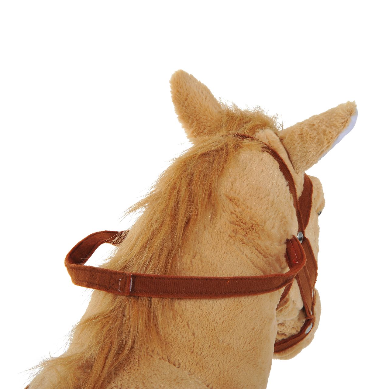 HOMCOM Reitpferd Spielpferd Plüschpferd Spielpferd für Kinder Stehpferd mit Sound Beige 85 x 28 x 60 cm