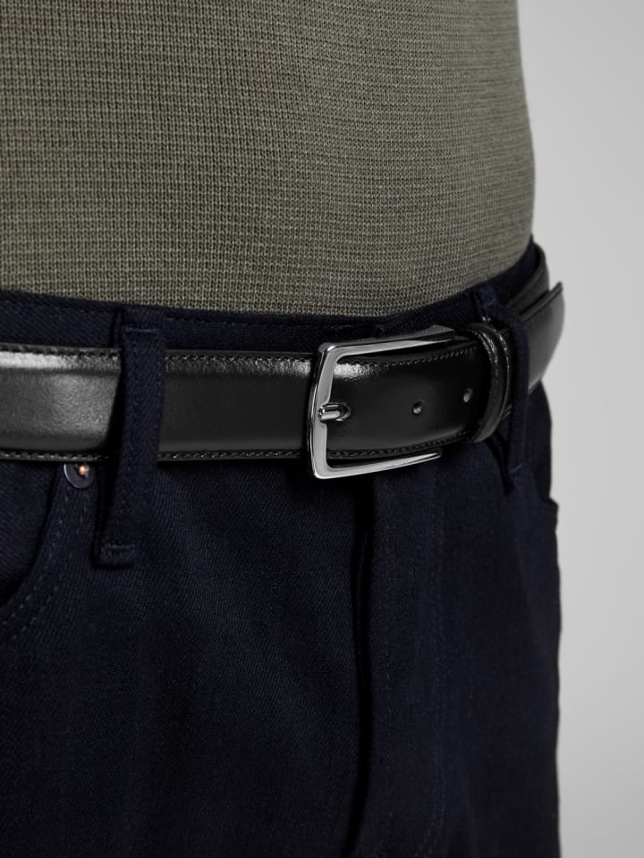 Jack & Jones Legerer Echtleder Gürtel Leather Belt JACCHRISTOPHER in Schwarz günstig kaufen 90 cm