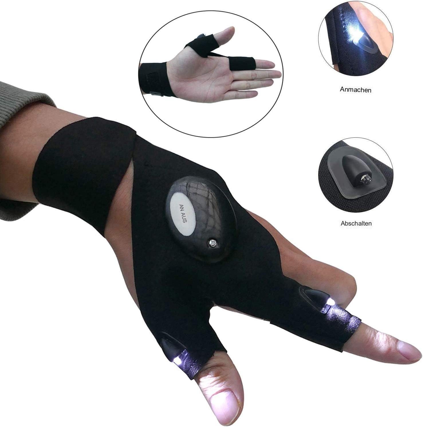 Einemgeld Angelhandschuhe 2PCS Geschenke für Männer, Handschuhe mit Licht Angelzubehör Gadgets