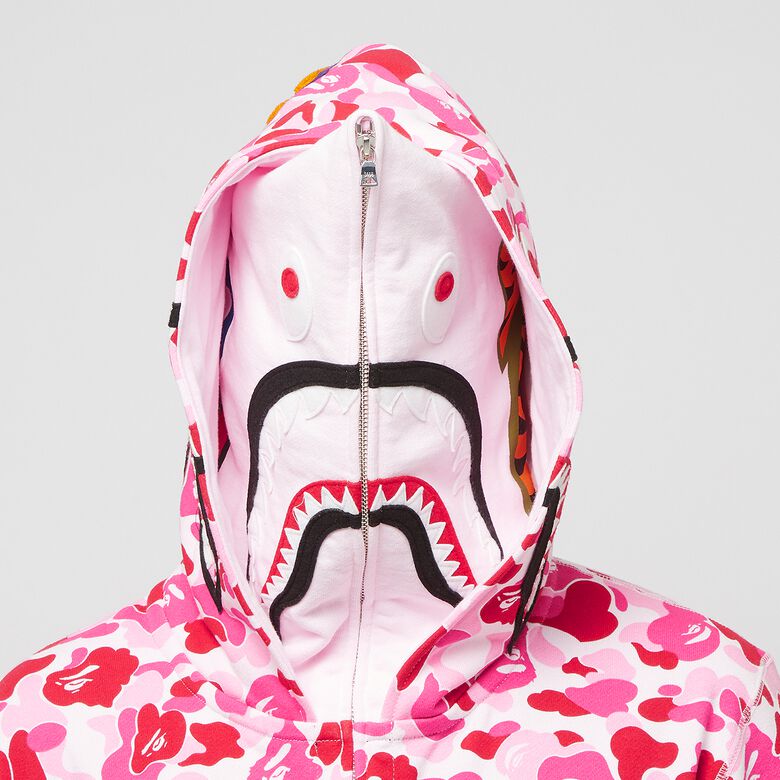 A Bathing Ape Abc Camo Double Shark Full Zip Hoodie pink