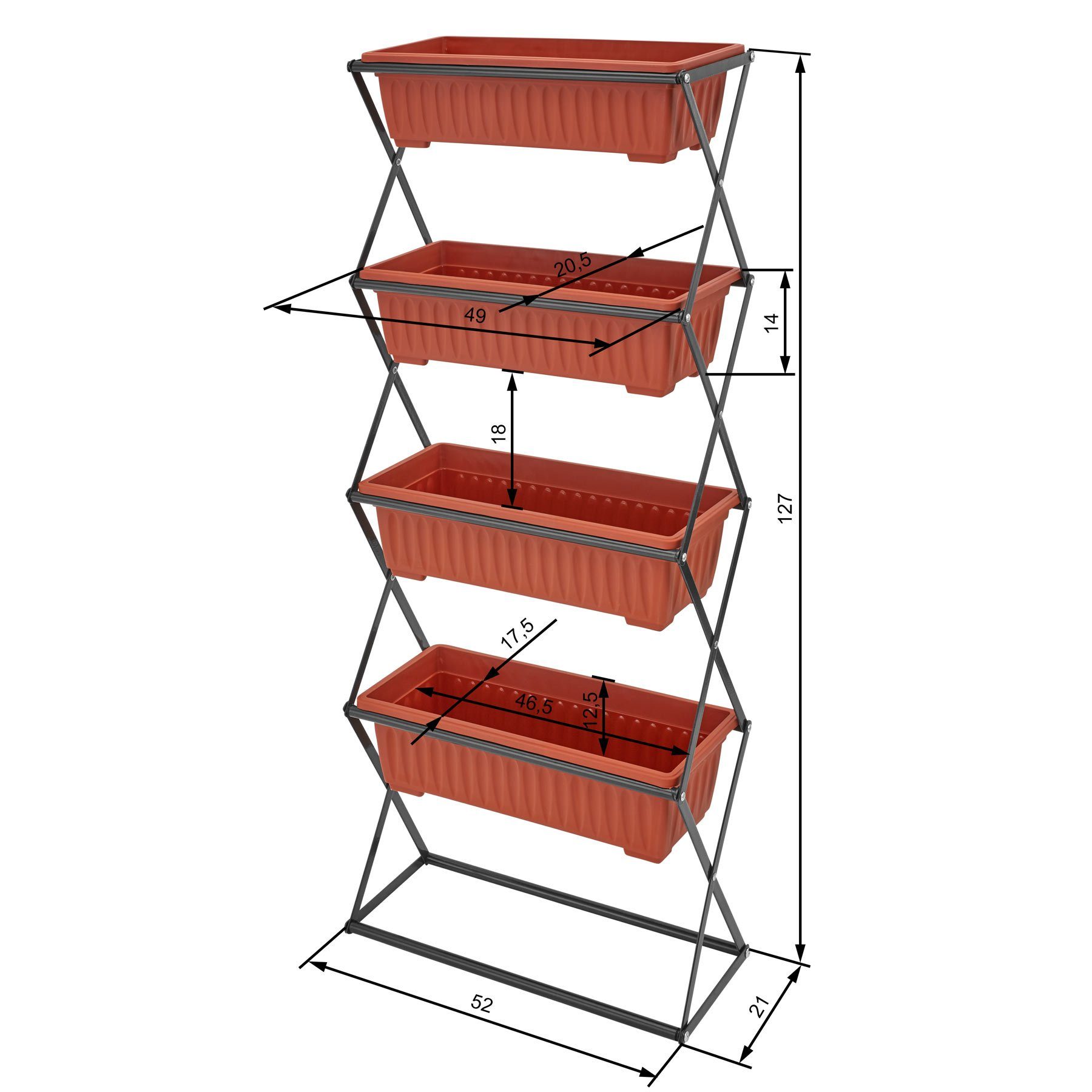 tectake Hochbeet Vertikalbeet mit 4 Kästen 52x21x127cm
