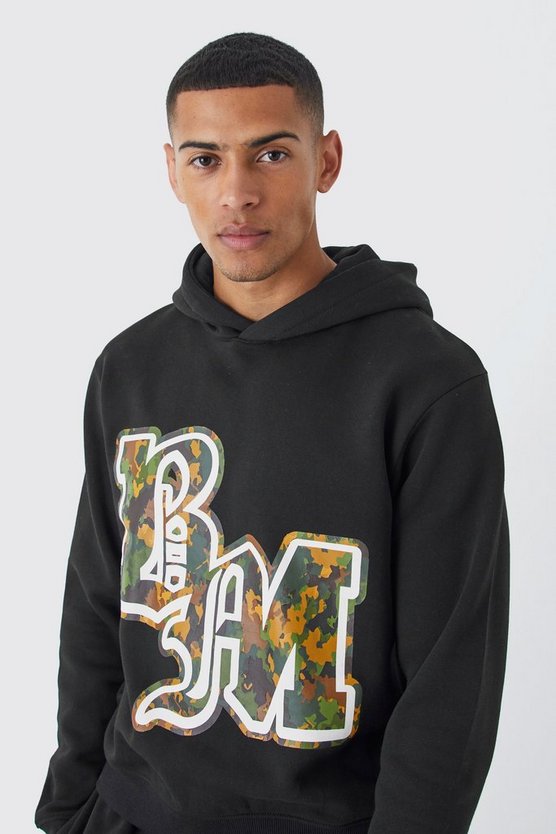 Kastiger Hoodie mit Bm Camouflage-Print