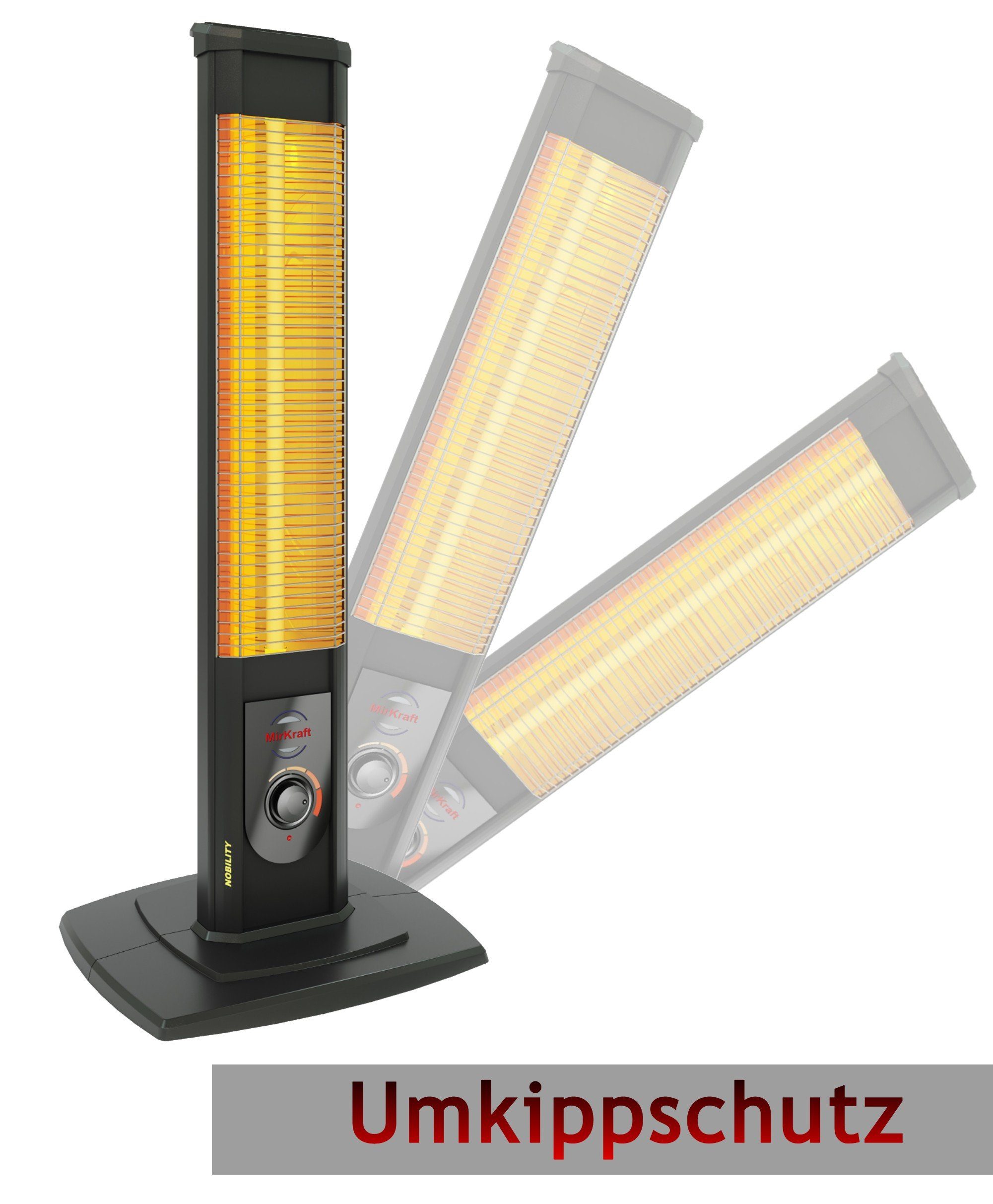 MirKraft Heizstrahler Nobility Standheizstrahler 2500 W Terrassenstrahler infrarot heizstrahler terrasse heizgerät, heizstrahler terrasse,heizstrahler elektrisch, Carbon Infrarotstrahler,Zeltheizer, Sofortwärme für einen Bereich von ca. 35 m²