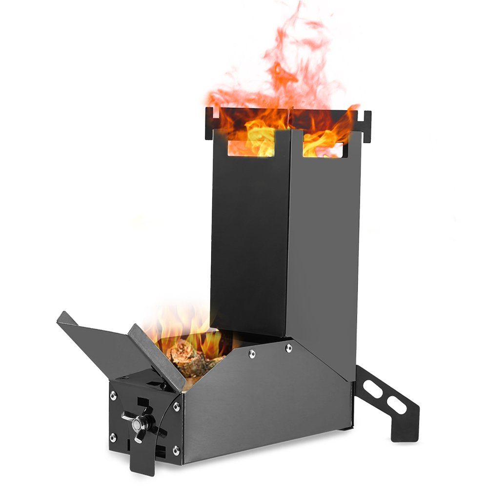 Lixada Feuerstelle Holzkohlegrill,Grillkamin,Klappbarer Holzofen,Tragbar,Multifunktional, Edelstahl,für zum Angeln,Campingausflüge,Kochen im Garten