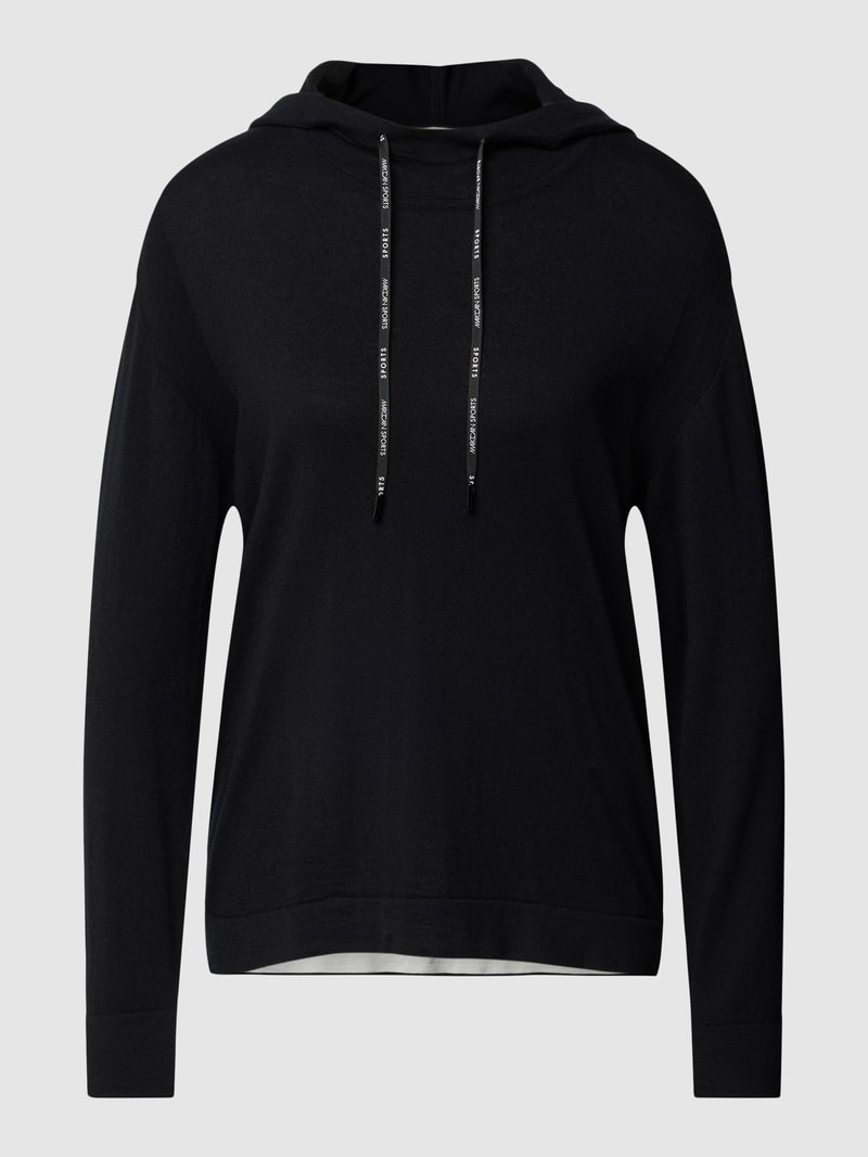 Strickpullover mit verlängertem Rückenteil in schwarz
