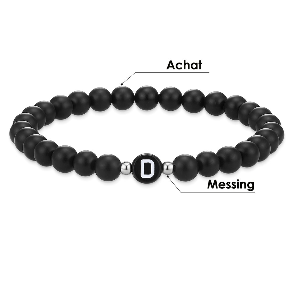 EASTSIDE Bracelet en pierres précieuses Lettres Agate en Noir Bracelet