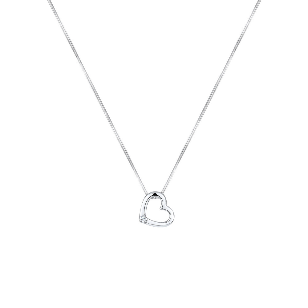 Elli Elli by Julie & Grace Collier Femme Coeur Cristal en Argent 925 Blanc, Collier ra collier