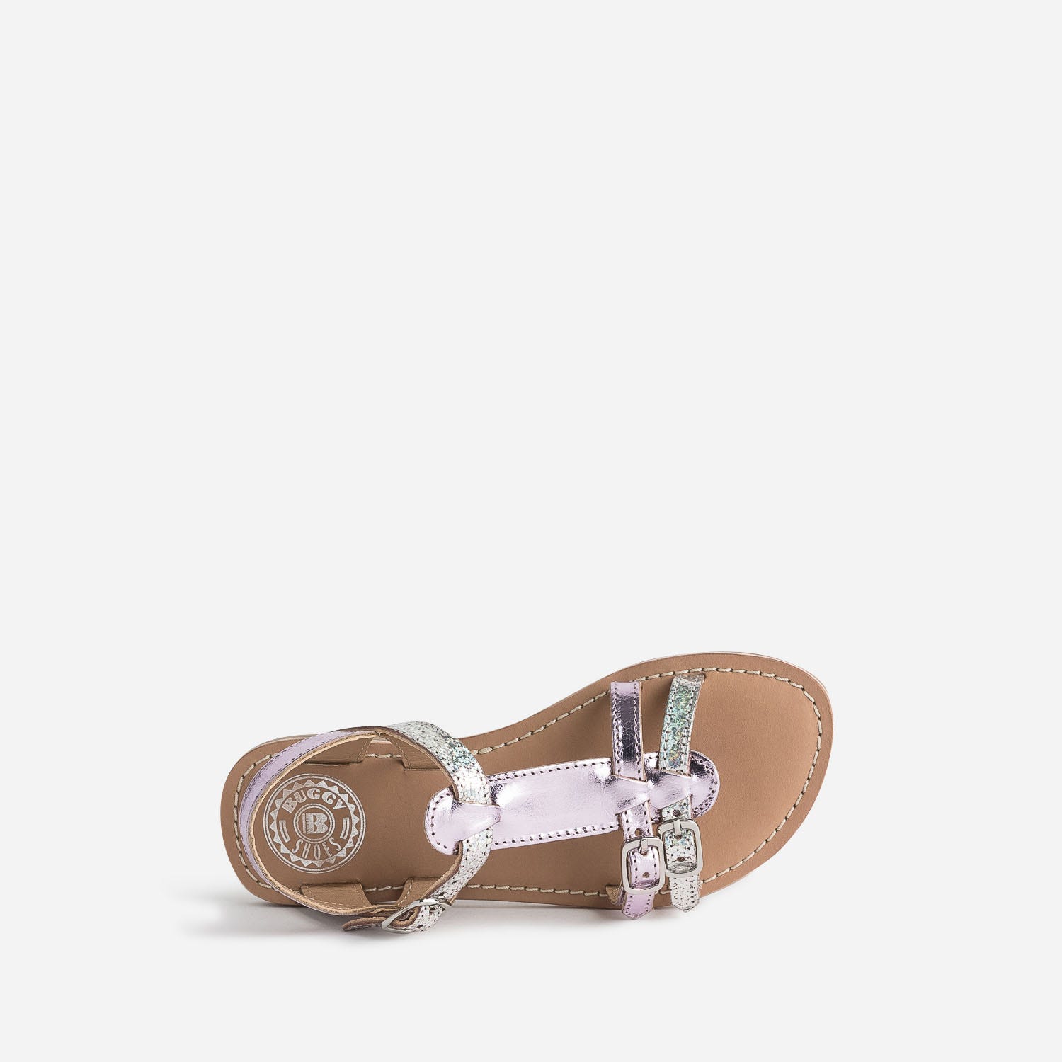 Sandale BUGGY parme métallisé en cuir