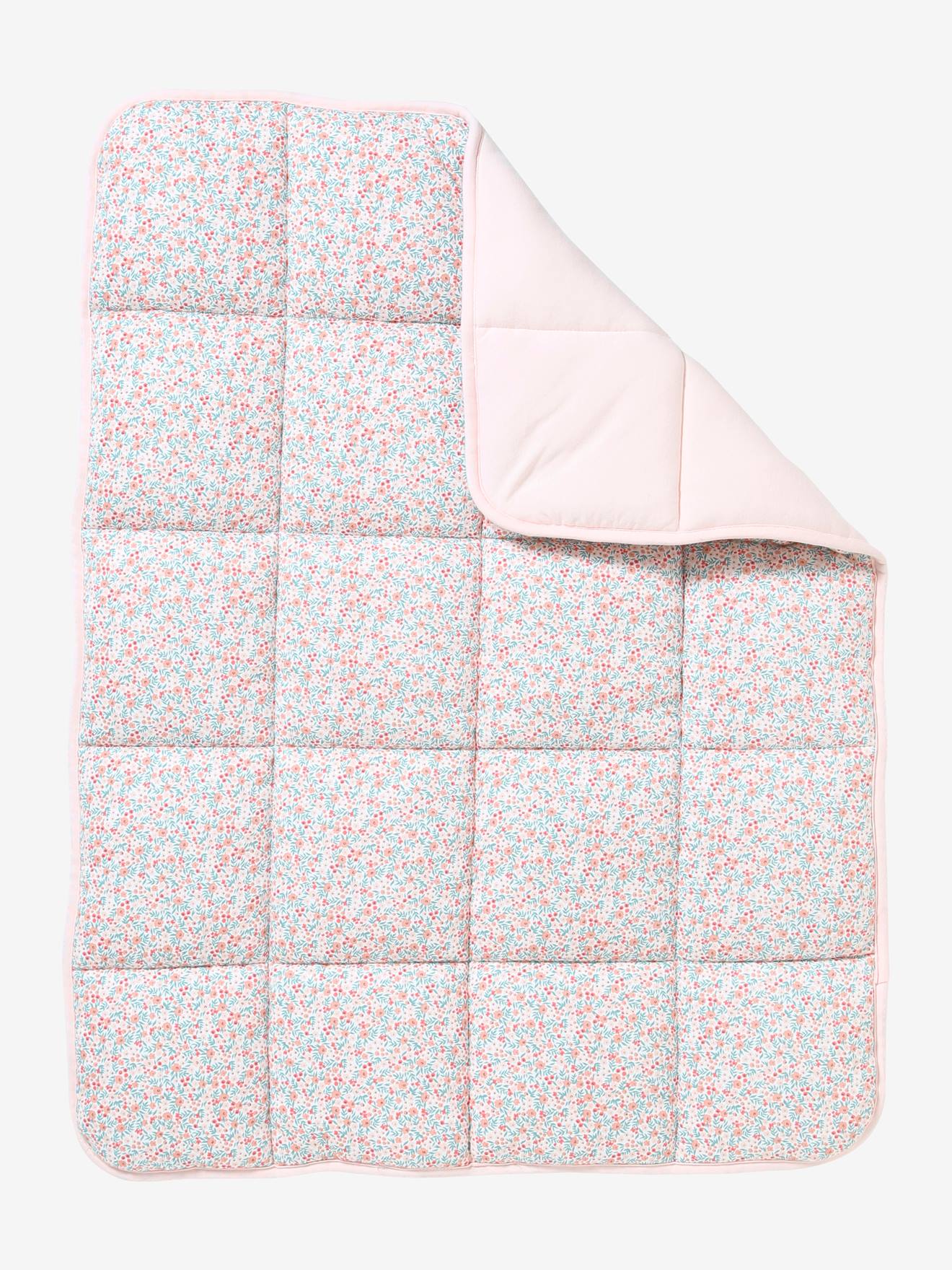 Vertbaudet Baby Spieldecke/ Laufstalleinlage Oeko-Tex - rosa blumenwiese