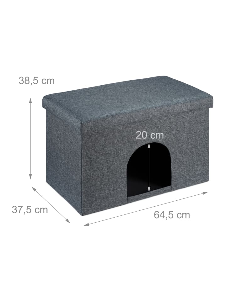 relaxdays Katzenhöhle in Grau -  (B)64,5 x (H)38,5 x (T)37,5 cm günstig kaufen onesize