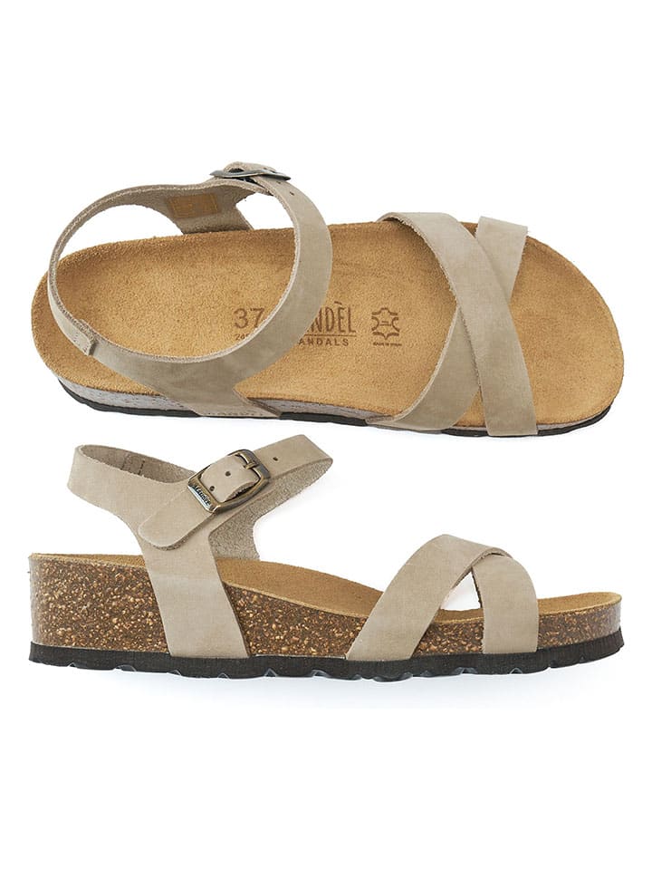 Mandel Leder-Sandalen in Taupe günstig kaufen