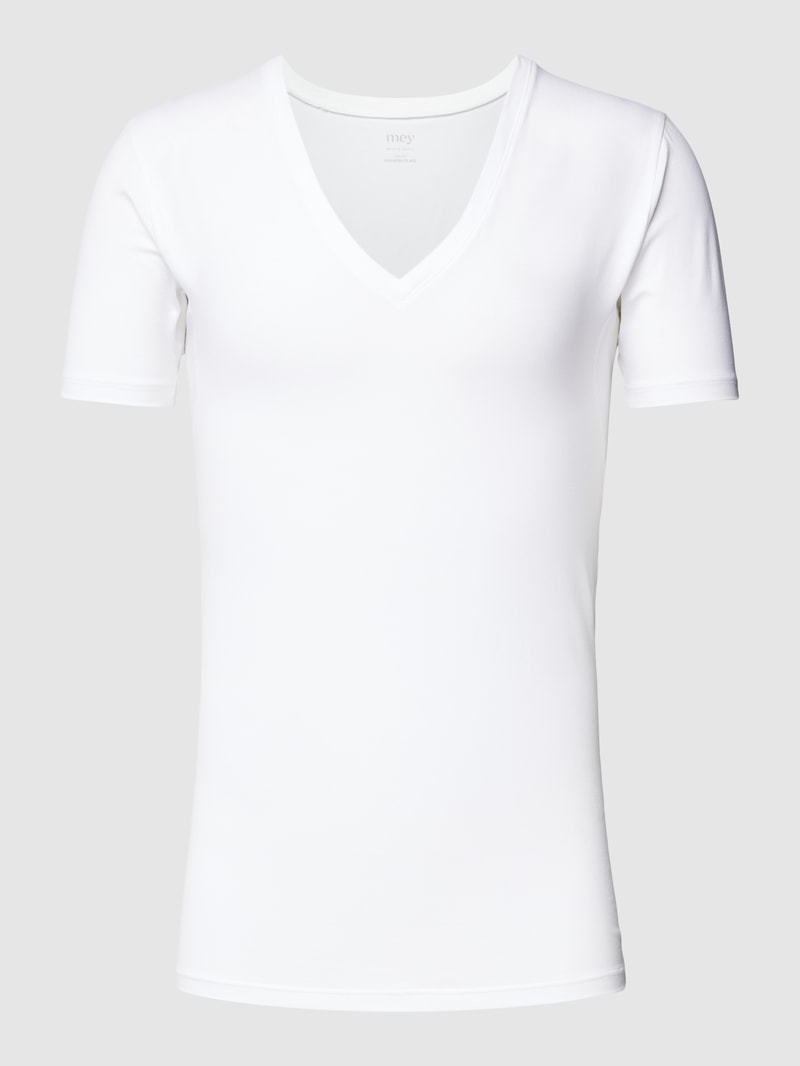 T-Shirt mit V-Ausschnitt Modell 'BUSINESS CLASS' in weiß