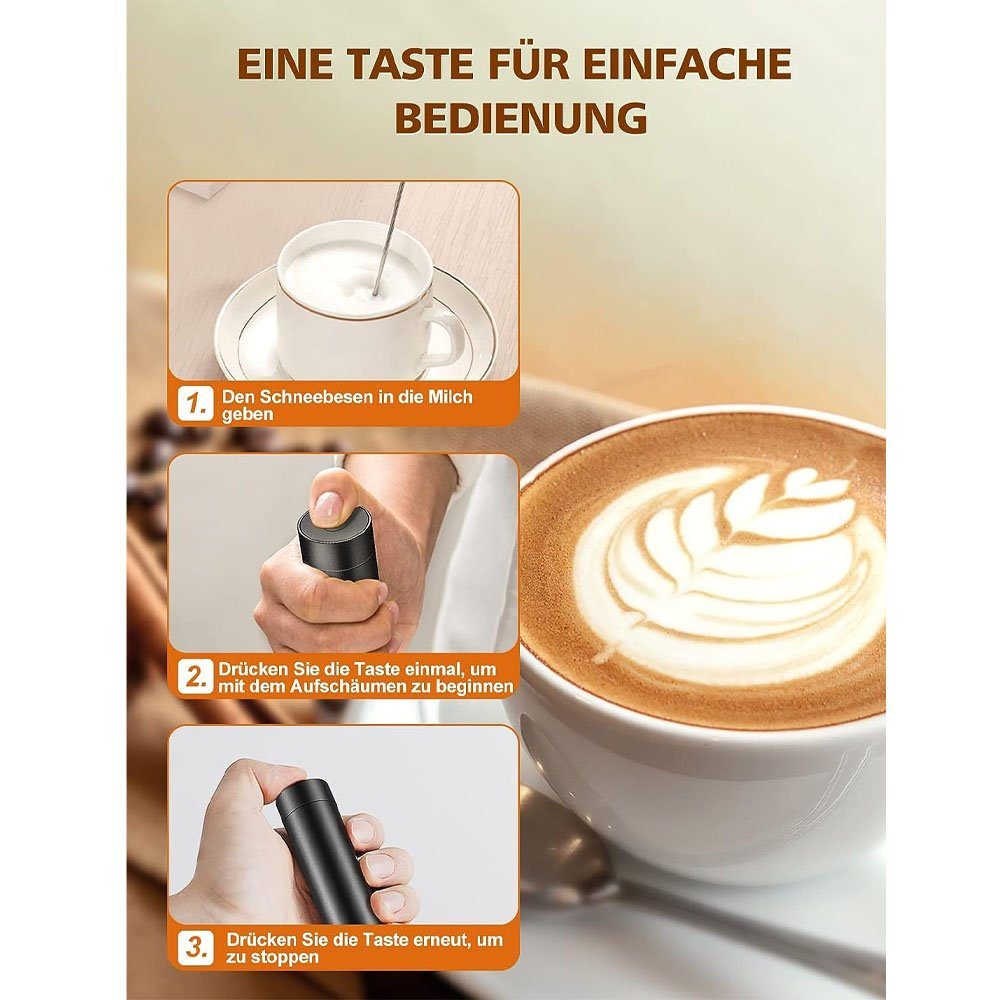 Sarfly Milchaufschäumer Milchaufschäumer Elektrisch,Mini Handheld Milchschäumer