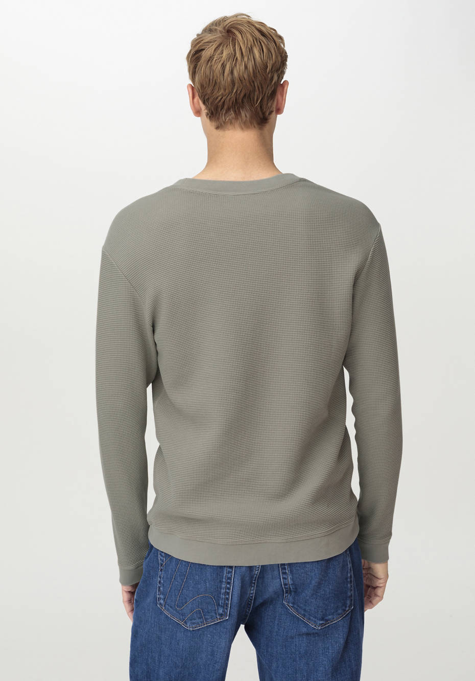 Waffelpiqué-Pullover Regular aus reiner Bio-Baumwolle