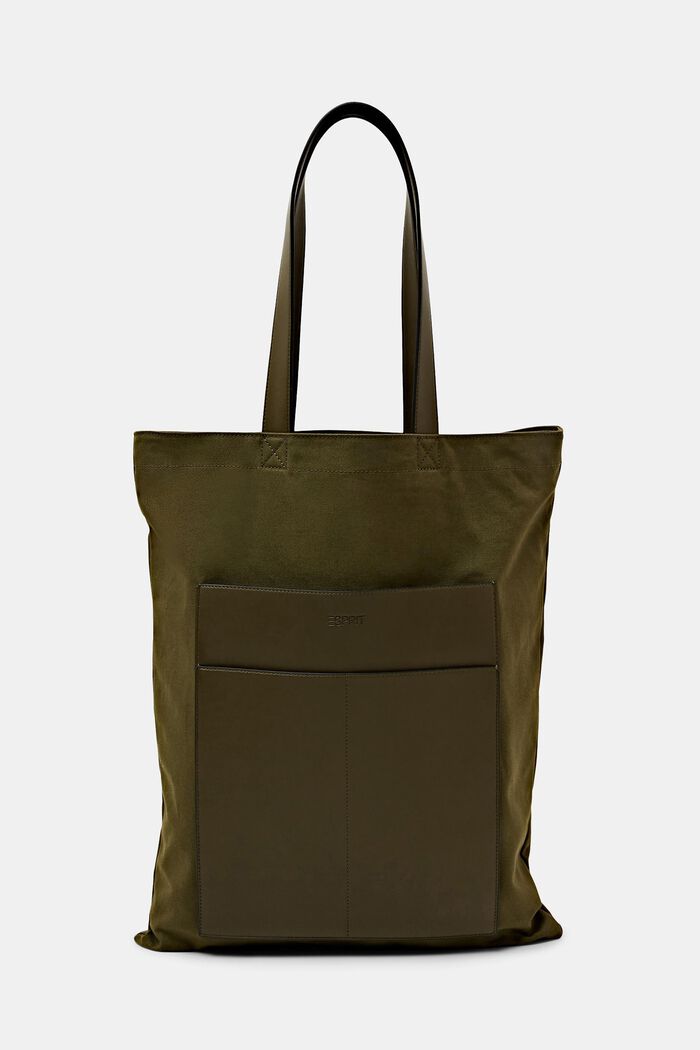 Tote aus Baumwollcanvas mit Details in Lederoptik