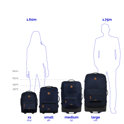 Edea small blue 2-wheel soft suitcase