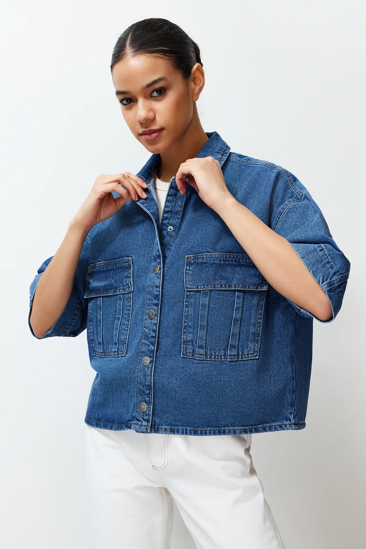 Trendyol Collection  Hemd - Blau - Figurbetont