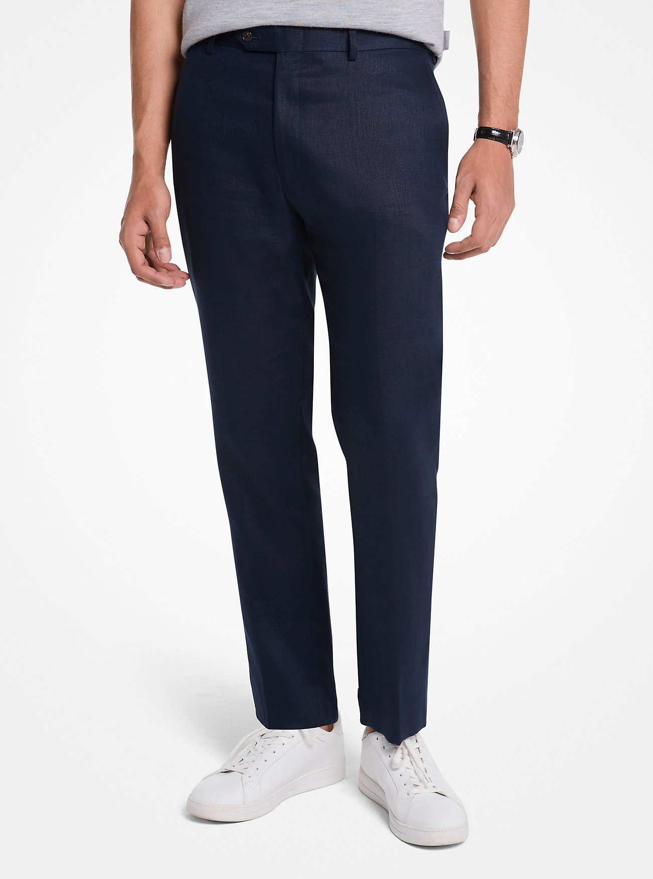 Spodnie lniane Finn Straight-Fit - MIDNIGHT