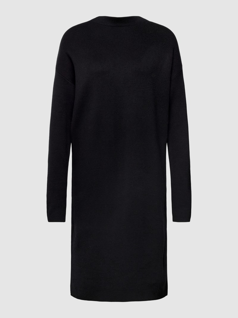 Knielanges Strickkleid mit Rundhalsausschnitt in schwarz