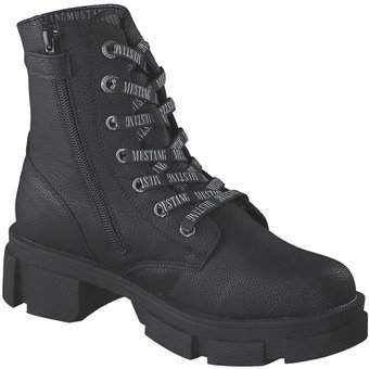 Mustang Schnür Boots in schwarz