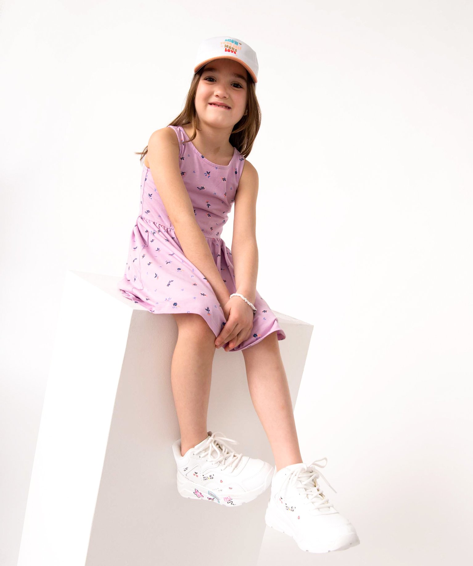 Robe fille sans manches à motifs violet | GEMO