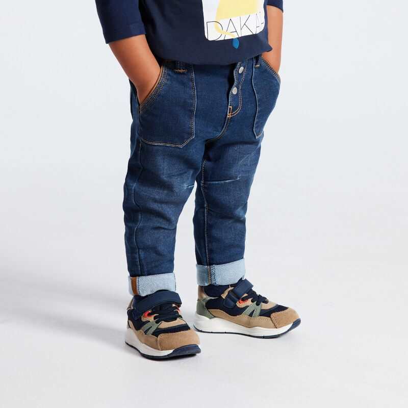 Pantalon denim knitlook bleu bébé garçon