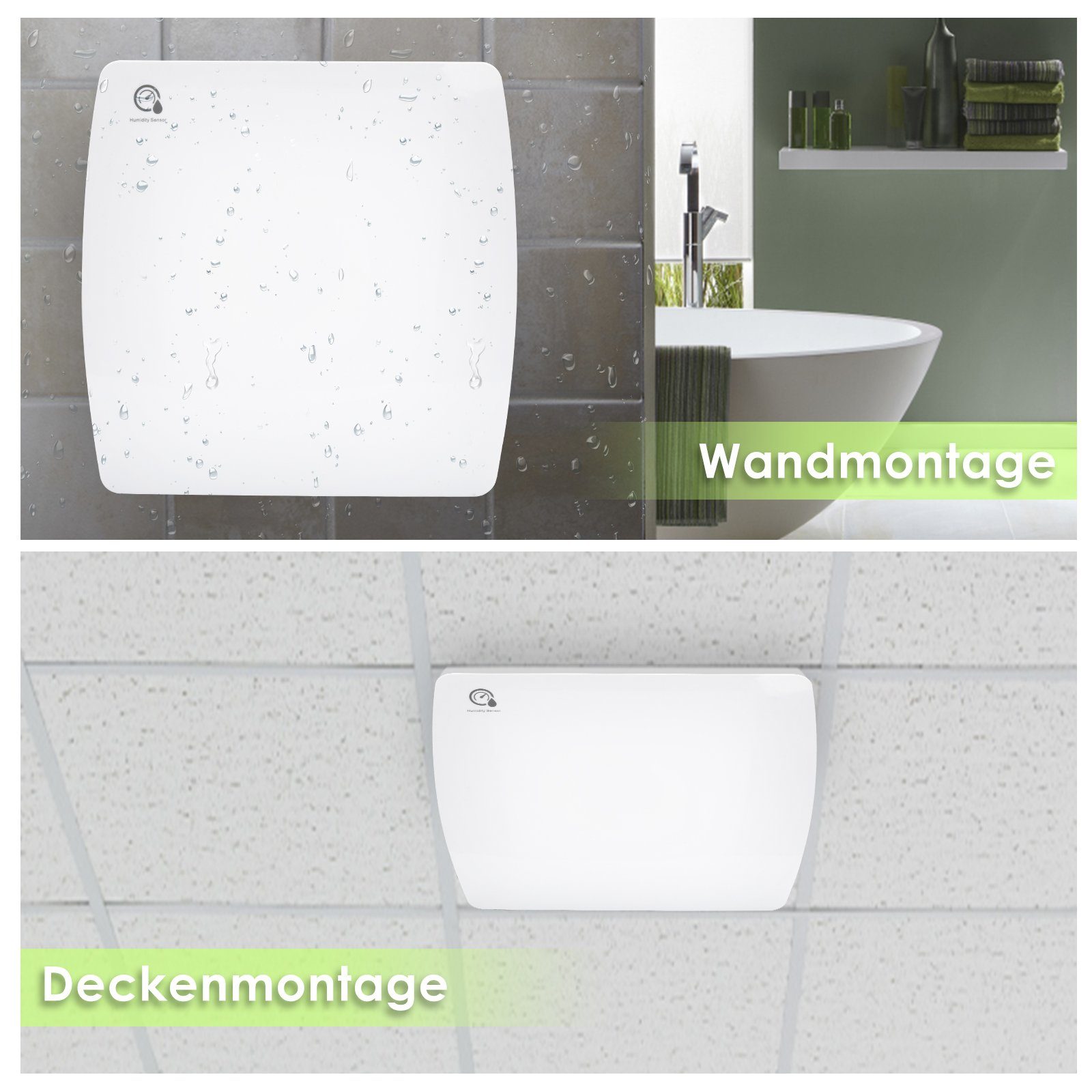 Clanmacy Wandventilator Badlüfter 10/15cm mit Feuchtsensor und Nachlauf und Timer