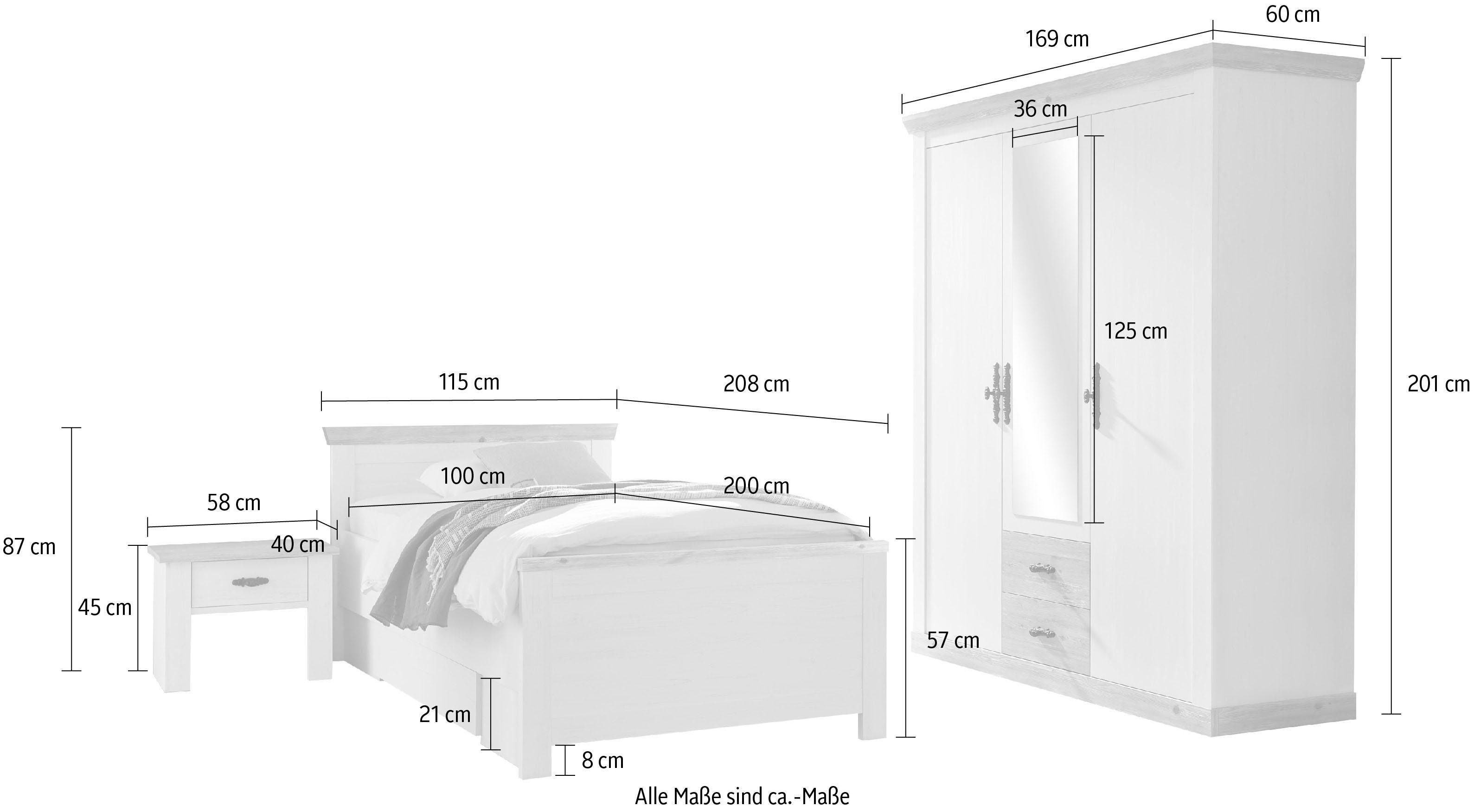 Home affaire Schlafzimmer-Set Florenz, in 3 verschiedenen Ausführungen