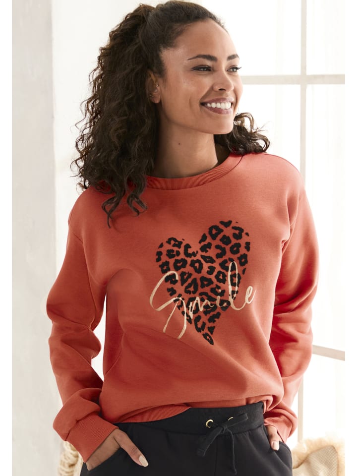 LASCANA Sweatshirt in rotbraun günstig kaufen