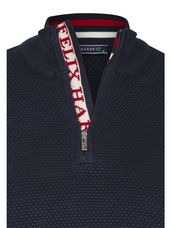 Felix Hardy Halber Reißverschluss Baumwollpullover in navy günstig kaufen