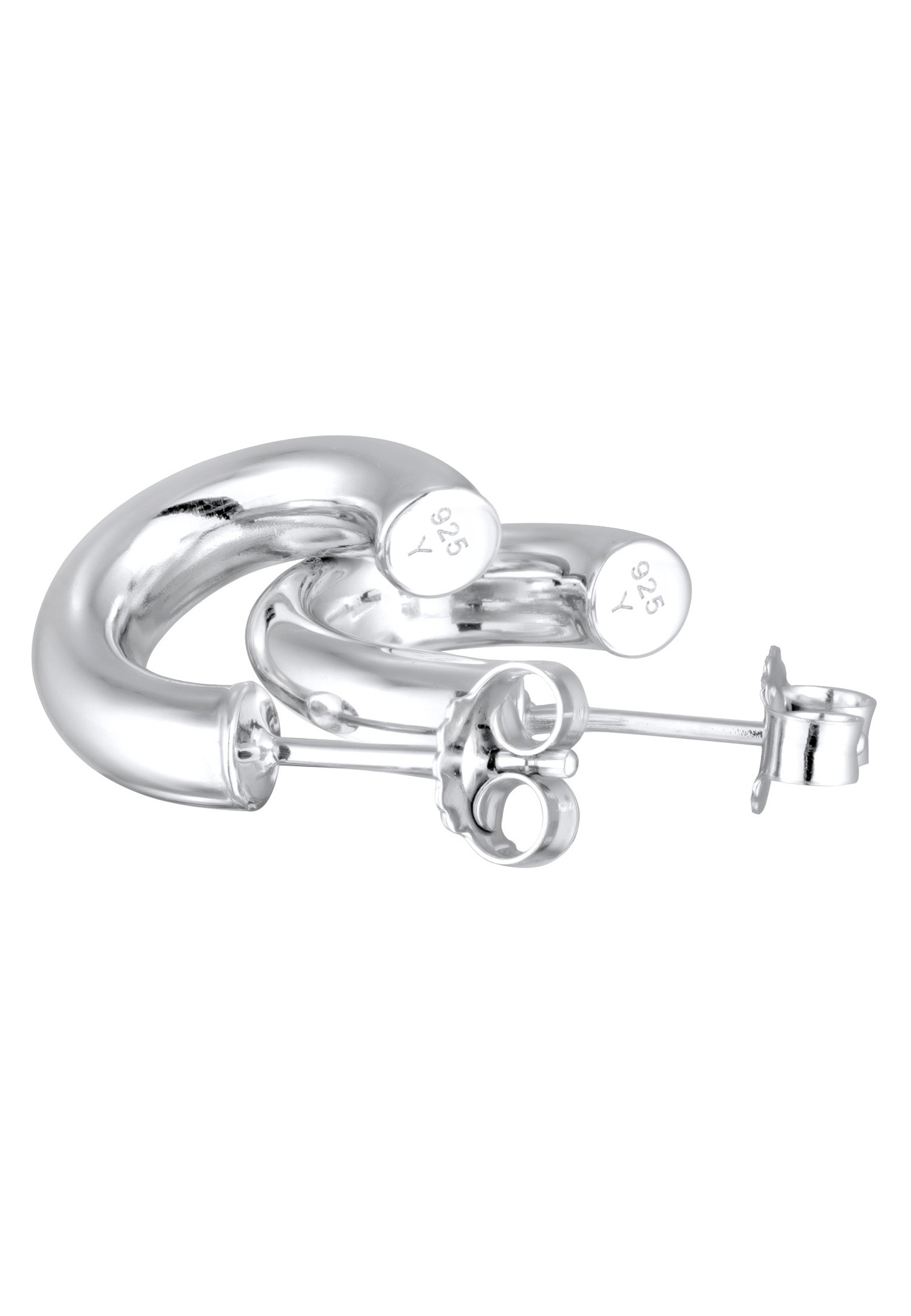 Elli Women's Chunky Connector Hoop Earrings in 925 Sterling Silver