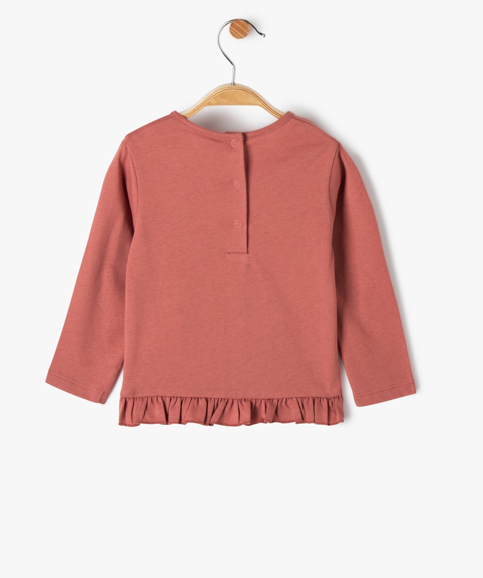 Tee-shirt bébé fille avec inscription en relief sur l’avant rose fonce | GEMO