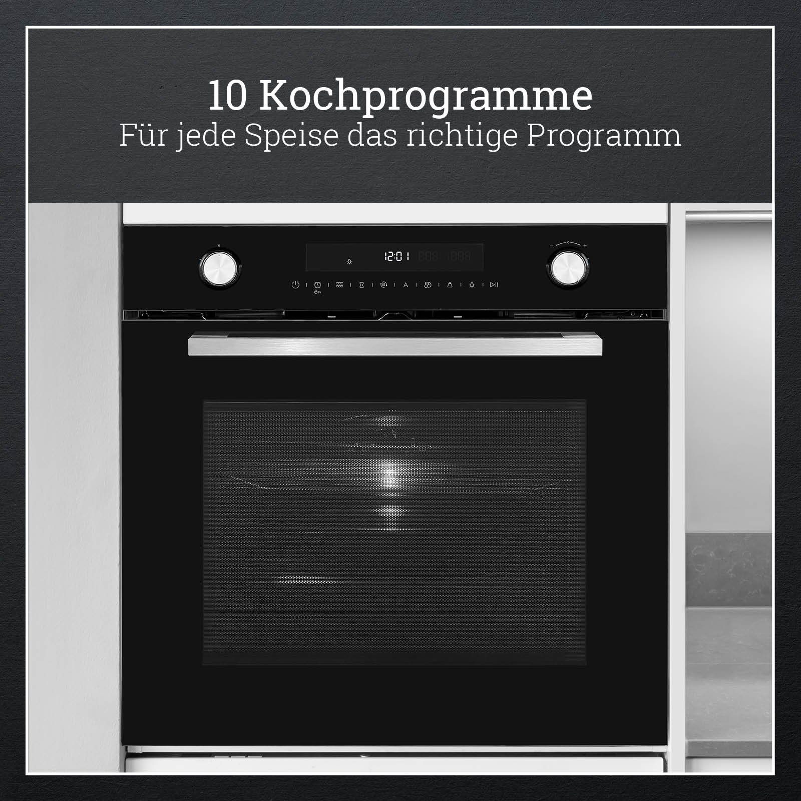 vonReiter Einbau-Mikrowelle VREBM 6072-3, Mikrowelle mit Backofenfunktionen, Grill, Heißluft, Unterhitze, Auftaufunktion, 72,00 l, Touch-Control