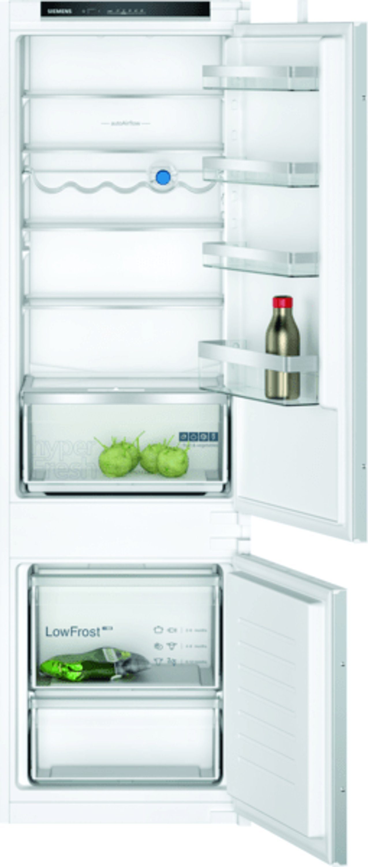 SIEMENS Einbaukühlgefrierkombination KI87VVSE0, 177.2 cm hoch, 54.1 cm breit, hyperFresh Schublade, lowFrost, bigBox, bottleRack