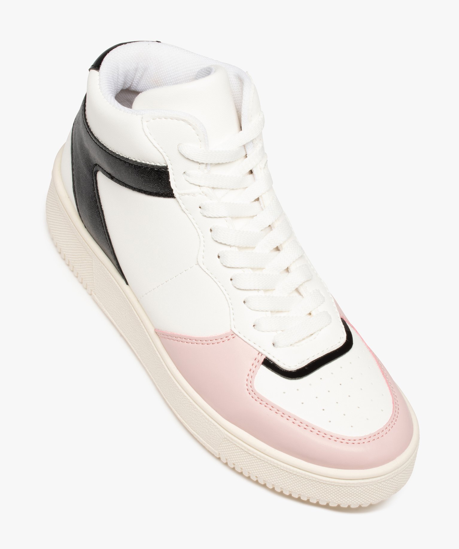 Baskets femme mid-cut colorées à lacets blanc | GEMO