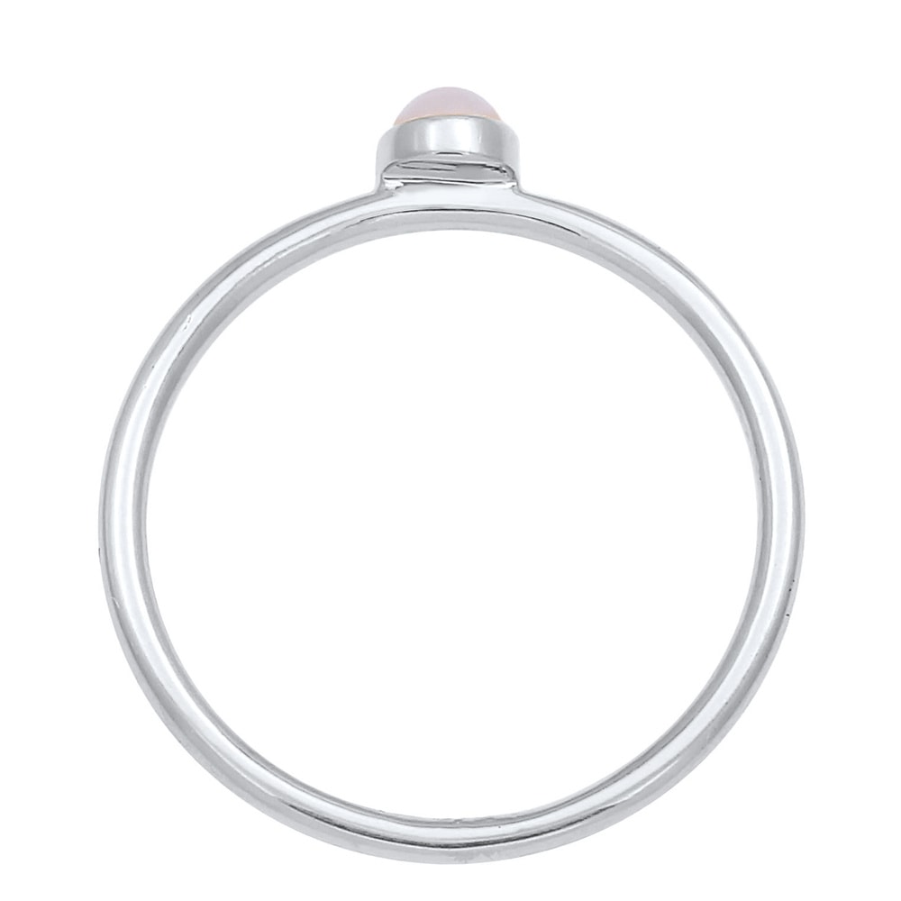 Elli Elli Bague Femmes Pile Basique Minimaliste avec Quartz Rose en Argent Sterling 92 Bague