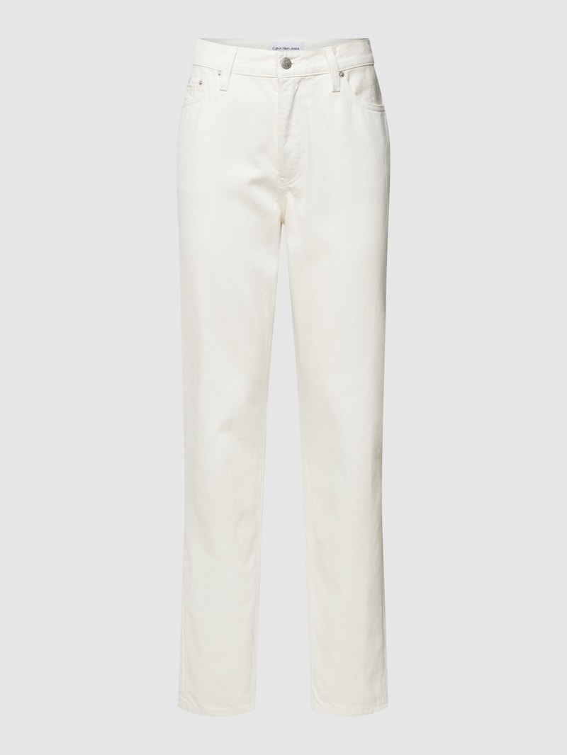 Bootcut Jeans mit Label-Detail in weiss