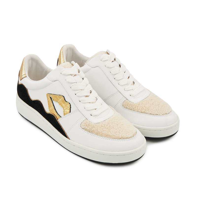 Baskets en cuir Loulou blanc gold croco