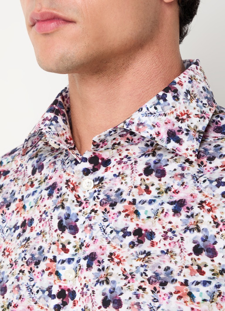 Koszula Eton Floral Slim Fit z nadrukiem kwiatowym odpornym na zagniecenia