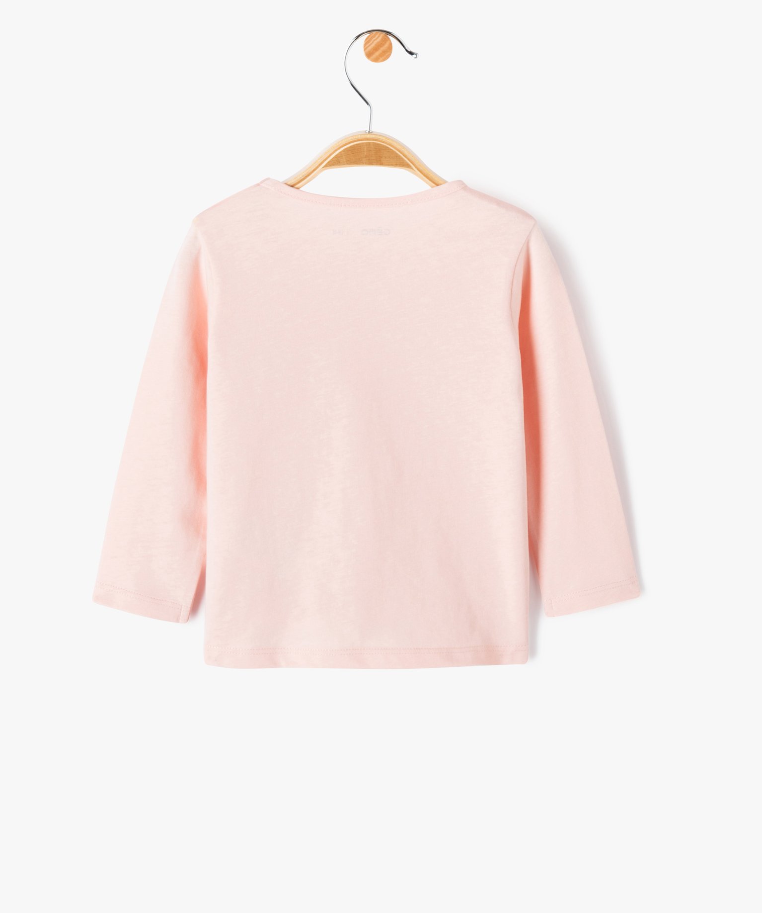 Tee-shirt à manches longues message pailleté bébé fille rose | GEMO
